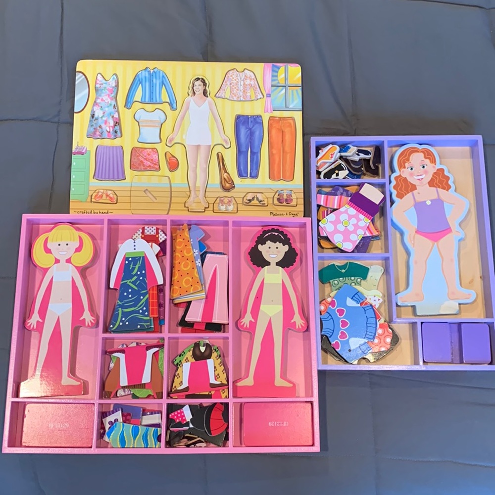 Lot of 3 Melissa and Doug Doll Dress up puzzles